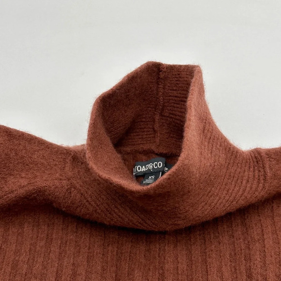 Toad&Co Womens Turtleneck Sweater 100% Lambswool Brown/ Red XSmall - Picture 5 of 10